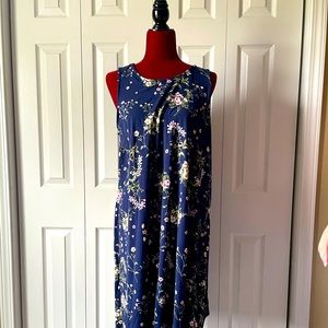 Old navy blue floral dress with height neck.